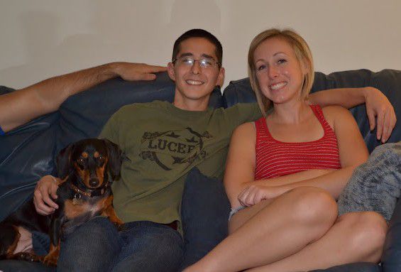 Ryan, me, and Lola relaxing on Christmas